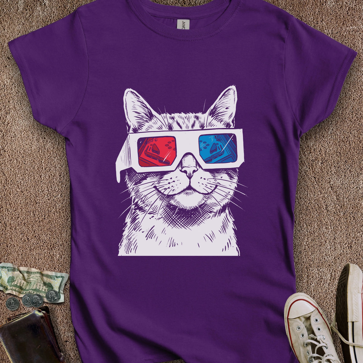 Printify T-Shirt S / Purple 3D Pinball Cat Women's T-Shirt