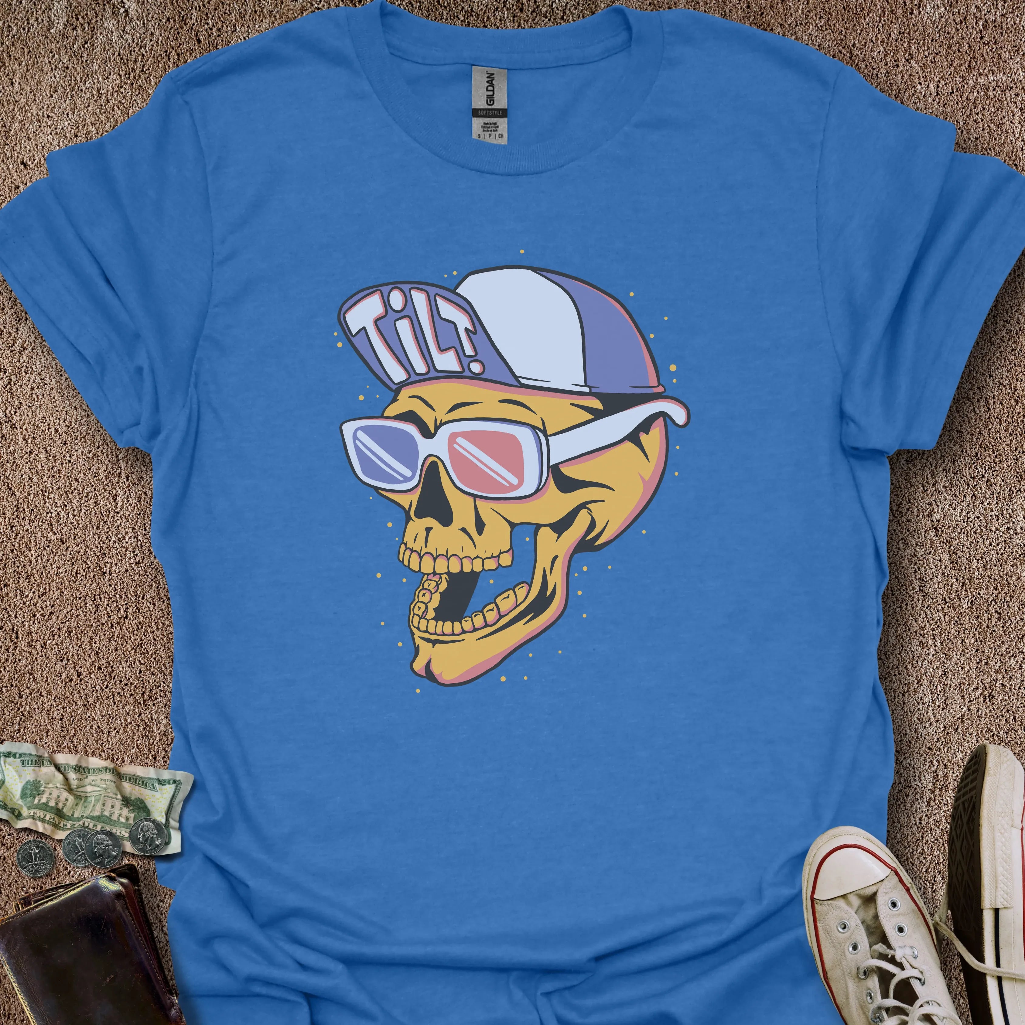 Printify T-Shirt Heather Royal / S 3D Tilt Skull T-Shirt