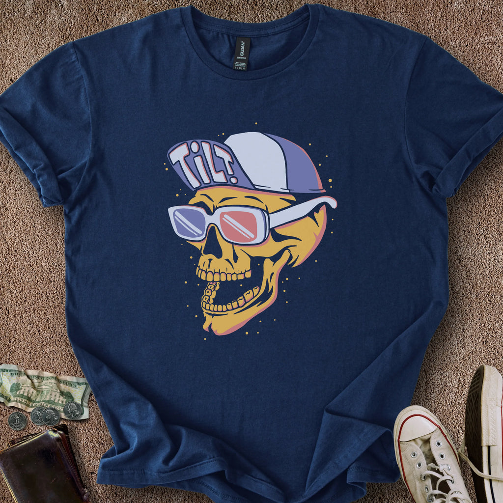 Printify T-Shirt Navy / S 3D Tilt Skull T-Shirt