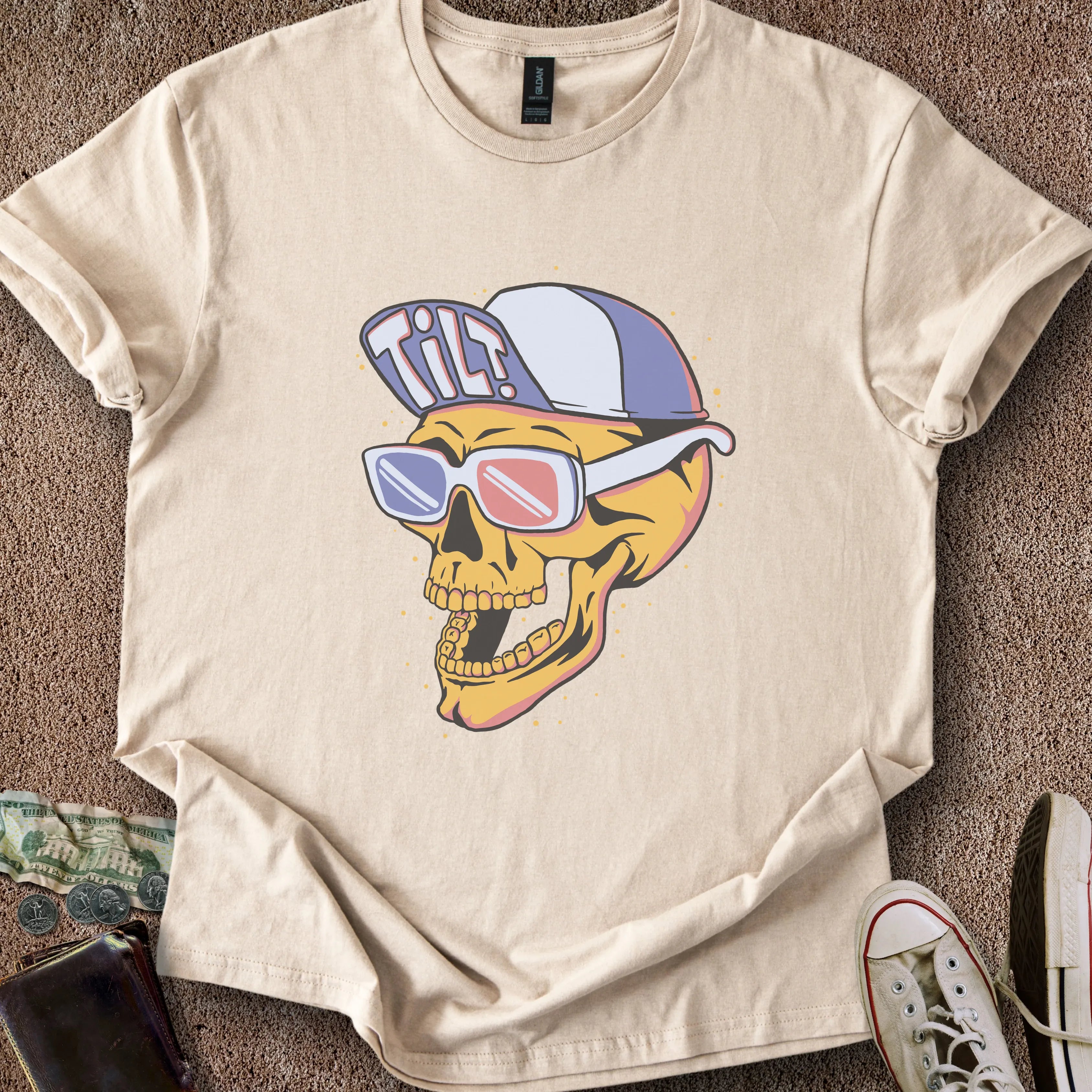 Printify T-Shirt Sand / S 3D Tilt Skull T-Shirt