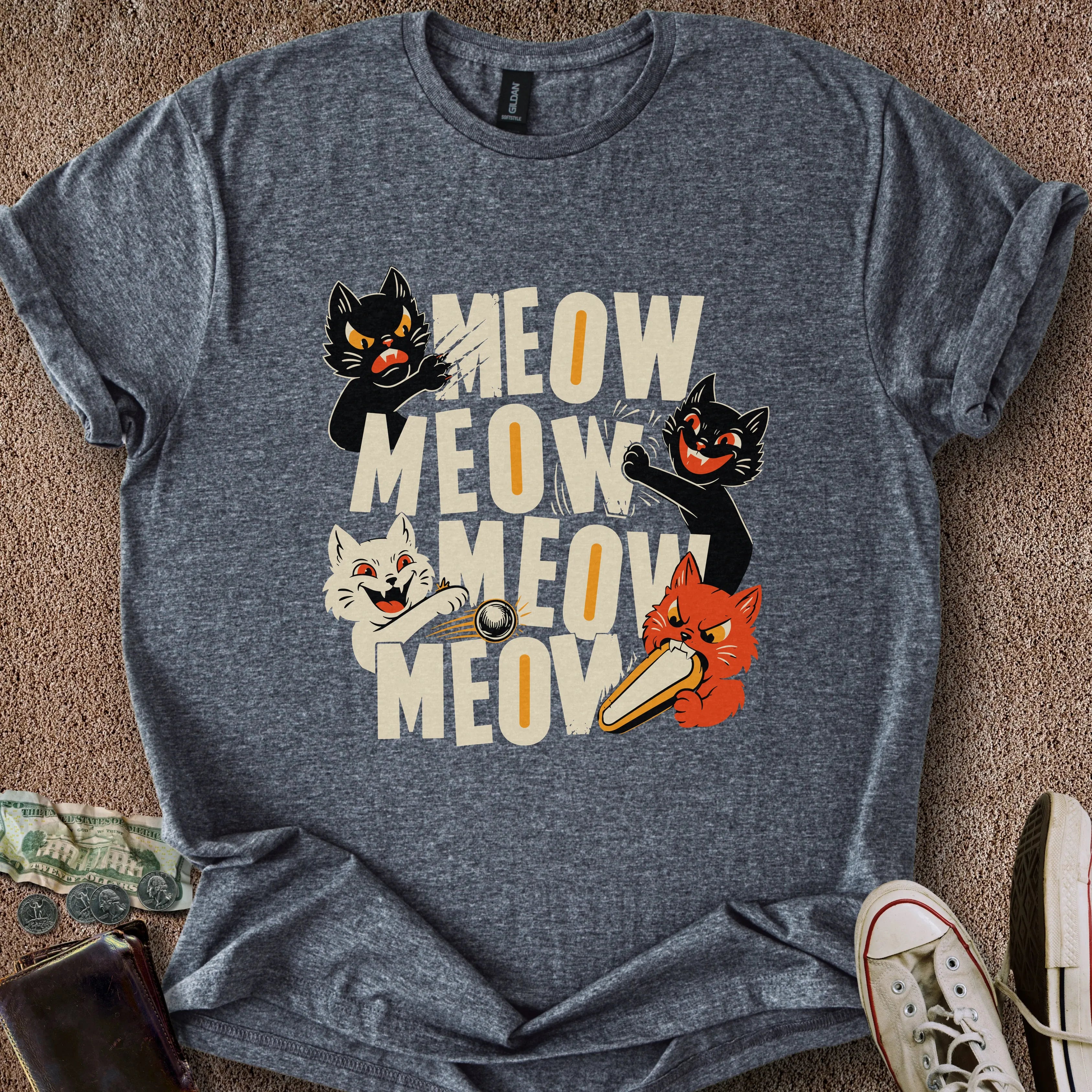 Printify T-Shirt Dark Heather / S Awful Felines T-Shirt