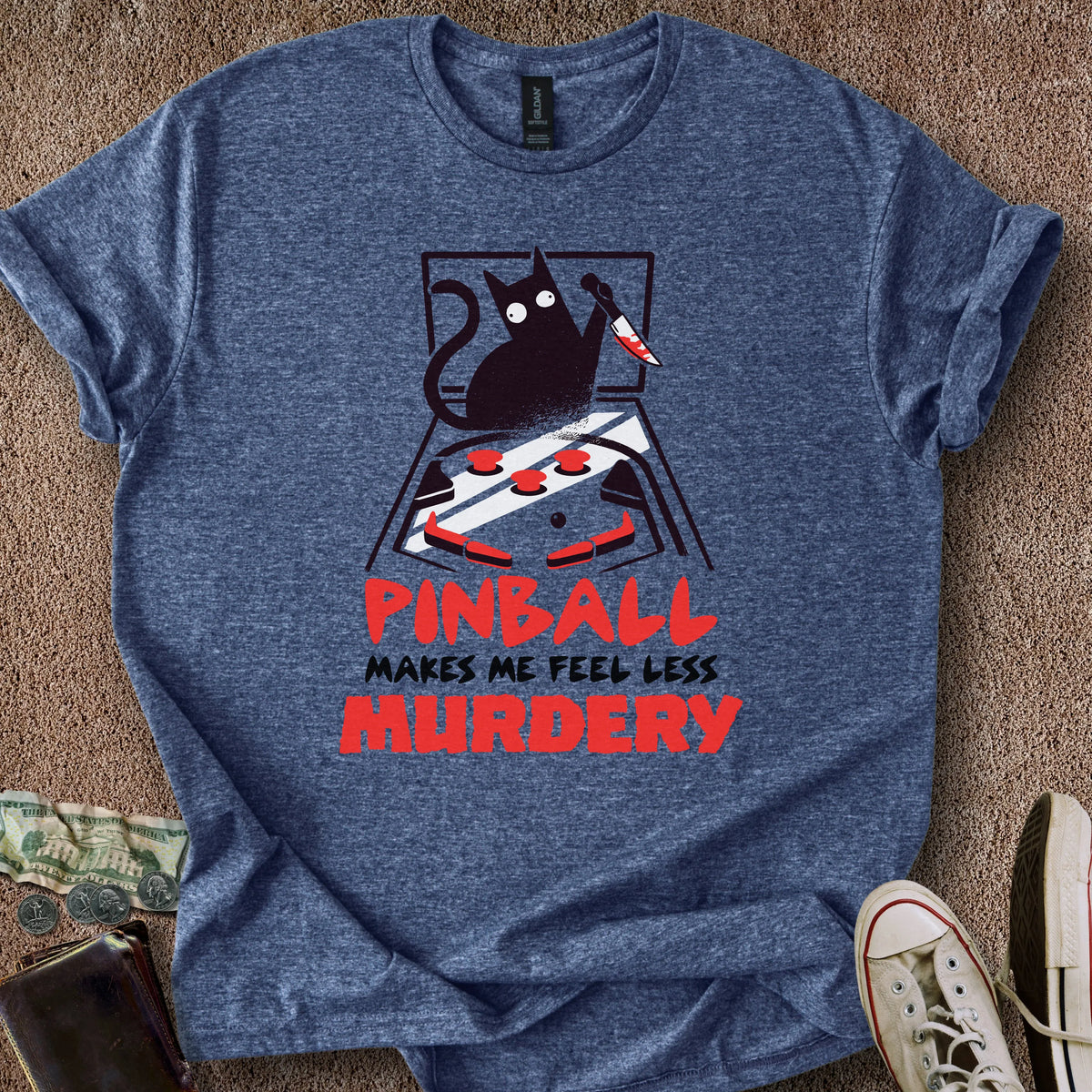 Printify T-Shirt Heather Navy / S Less Murdery T-Shirt
