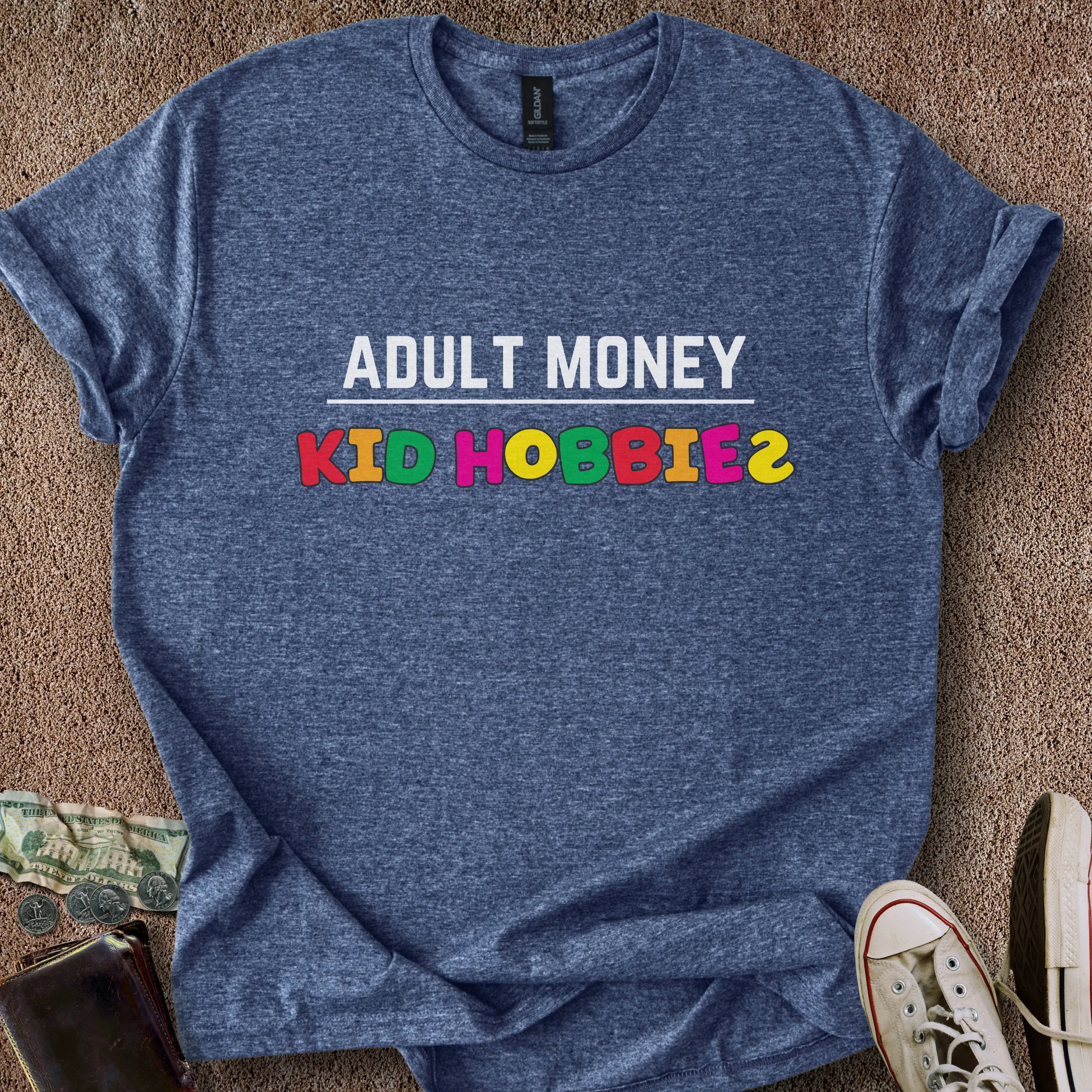 Printify T-Shirt Heather Navy / S Adult Money Kid Hobbies T-Shirt