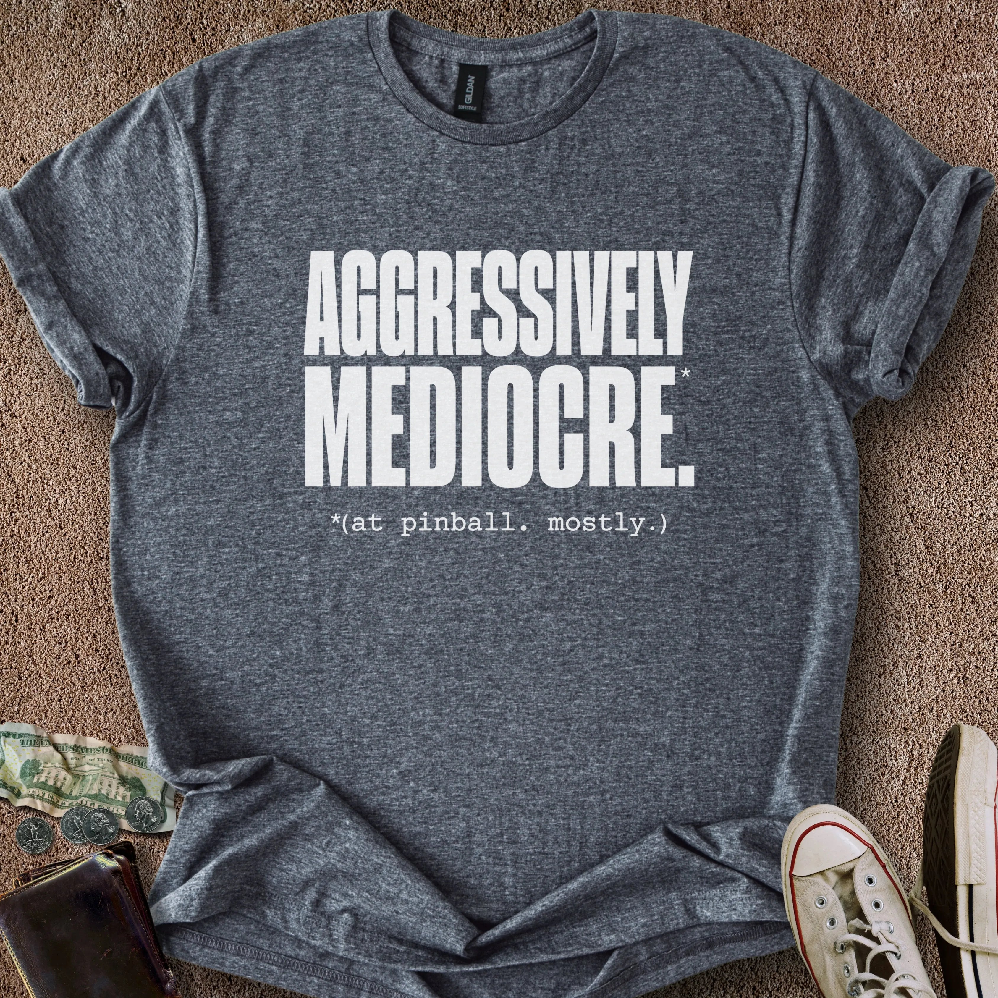 Printify T-Shirt Dark Heather / S Aggressively Mediocre T-Shirt