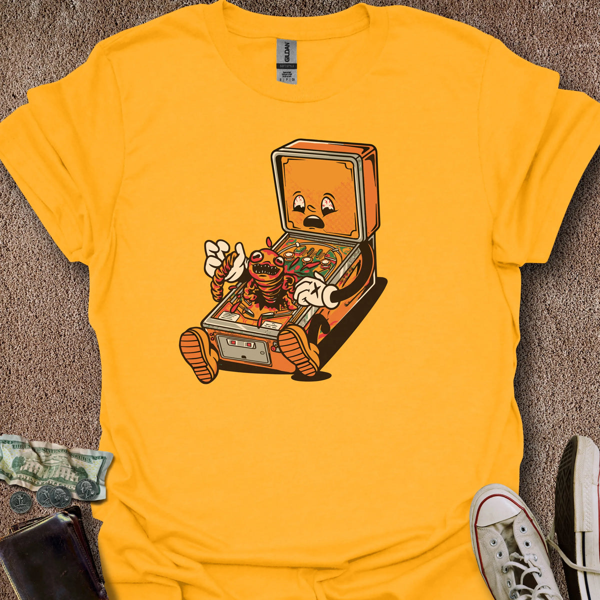 Printify T-Shirt Gold / S Alien Pinball T-Shirt