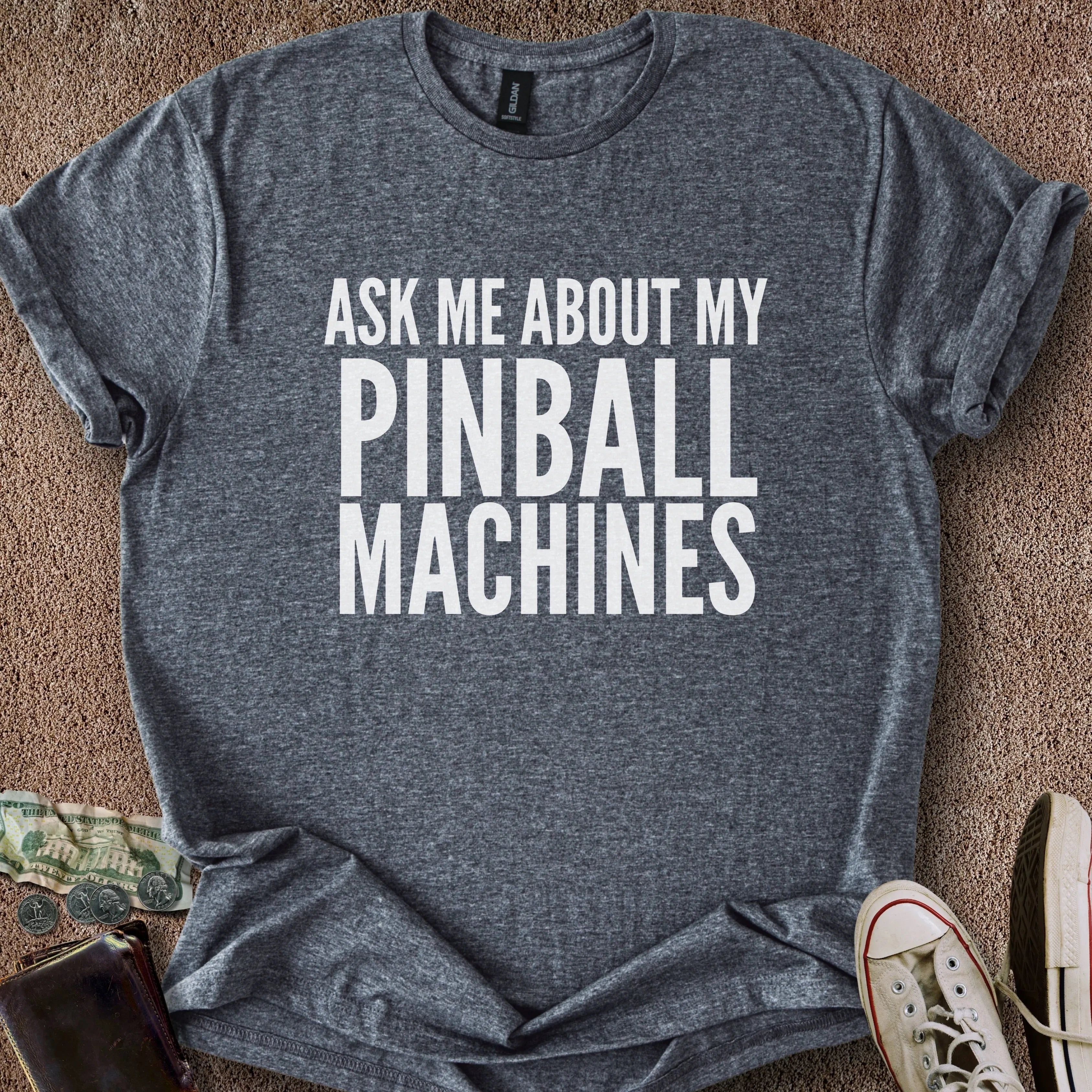 Printify T-Shirt Dark Heather / S Ask About My Machines T-Shirt