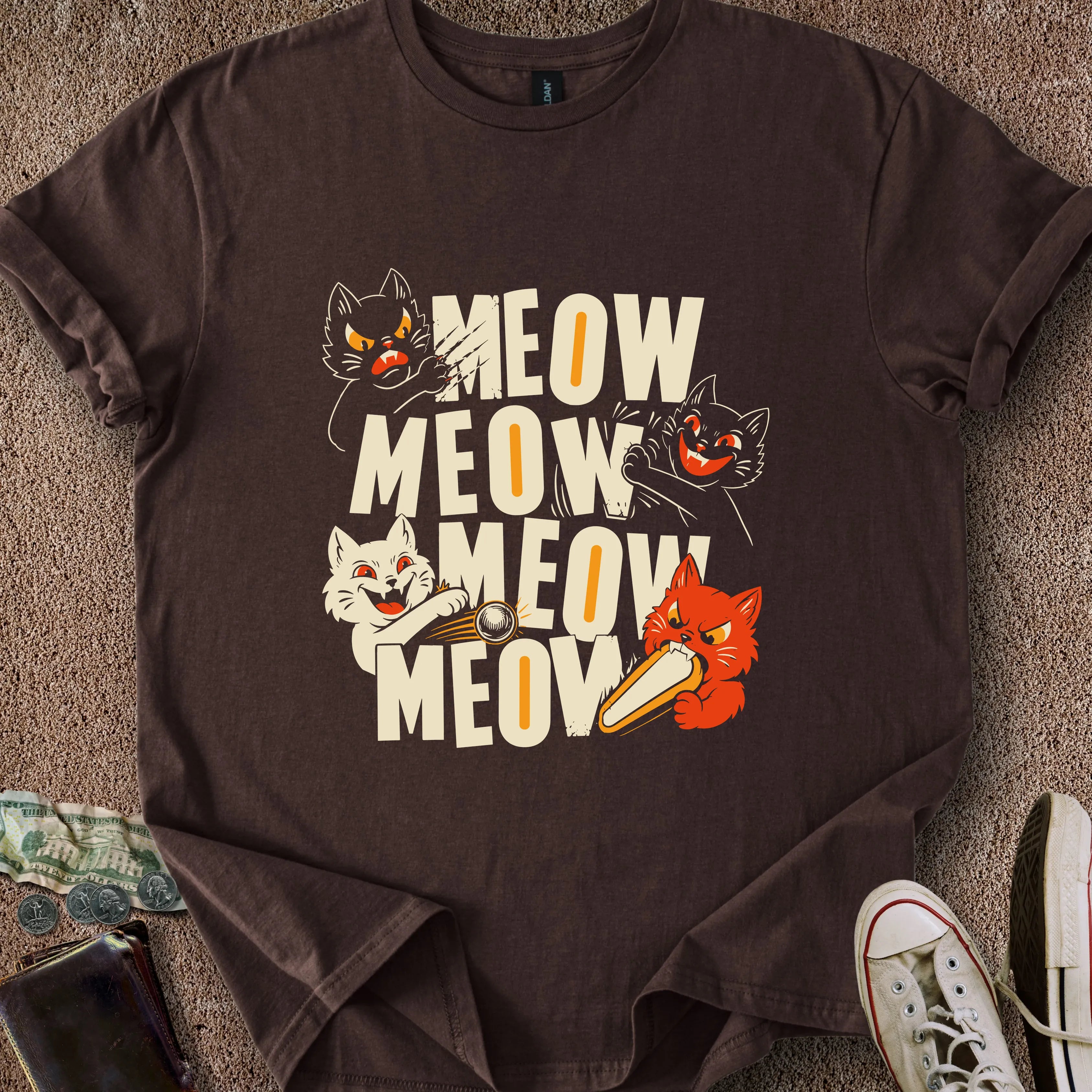 Printify T-Shirt Dark Chocolate / S Awful Felines T-Shirt