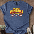 Printify T-Shirt Heather Navy / S Bad at Pinball But Fun T-Shirt