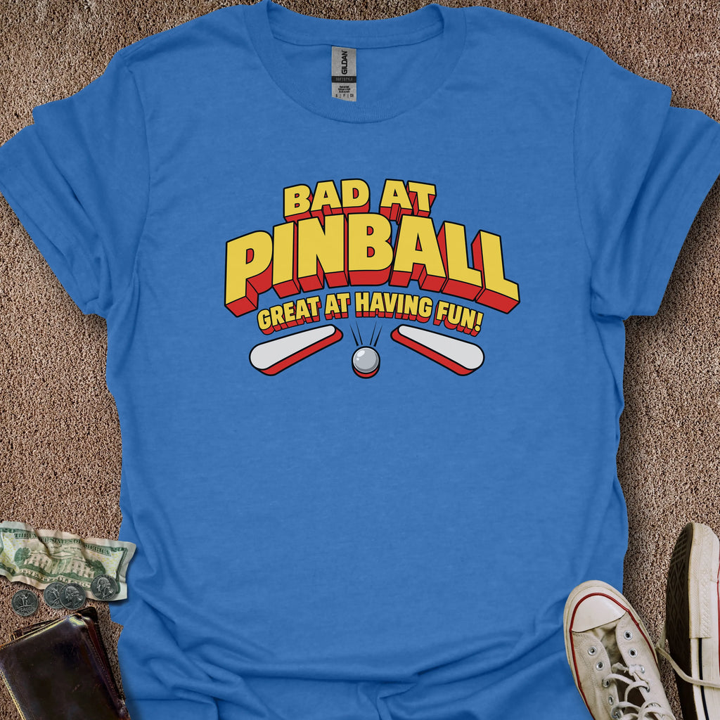 Printify T-Shirt Heather Royal / S Bad at Pinball But Fun T-Shirt