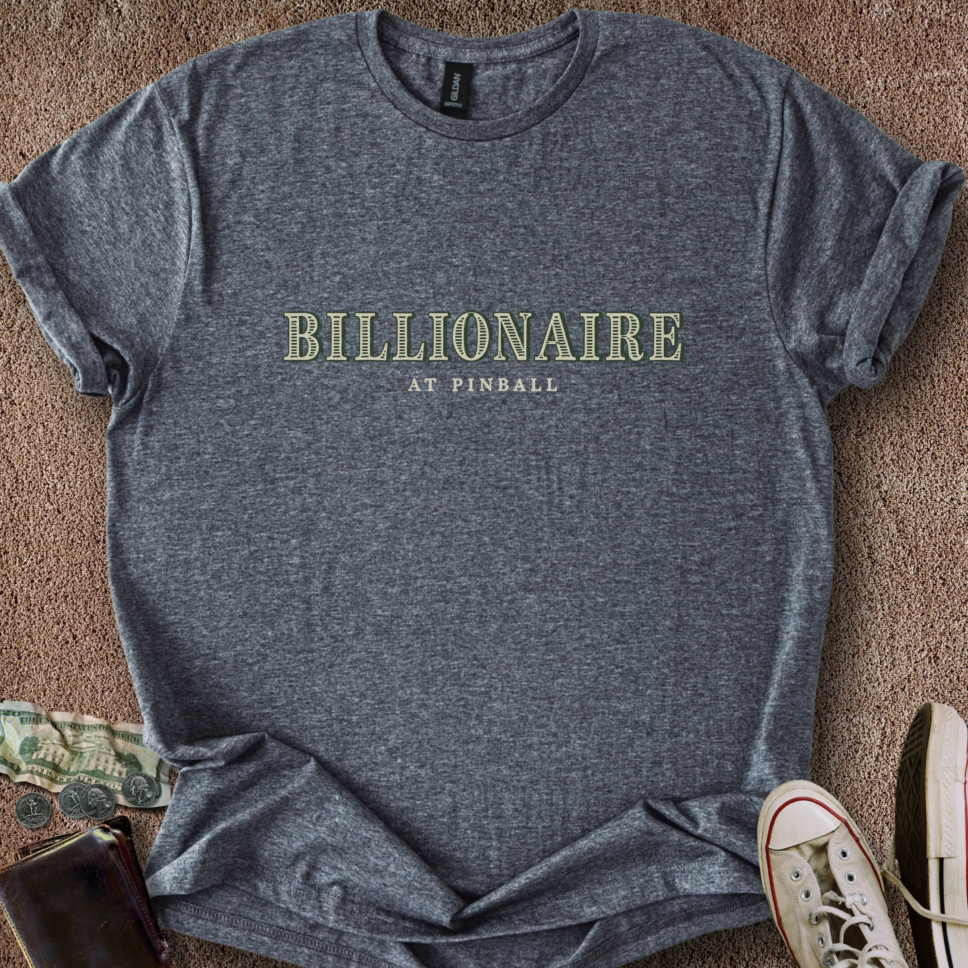 Printify T-Shirt Dark Heather / S Billionaire At Pinball T-Shirt