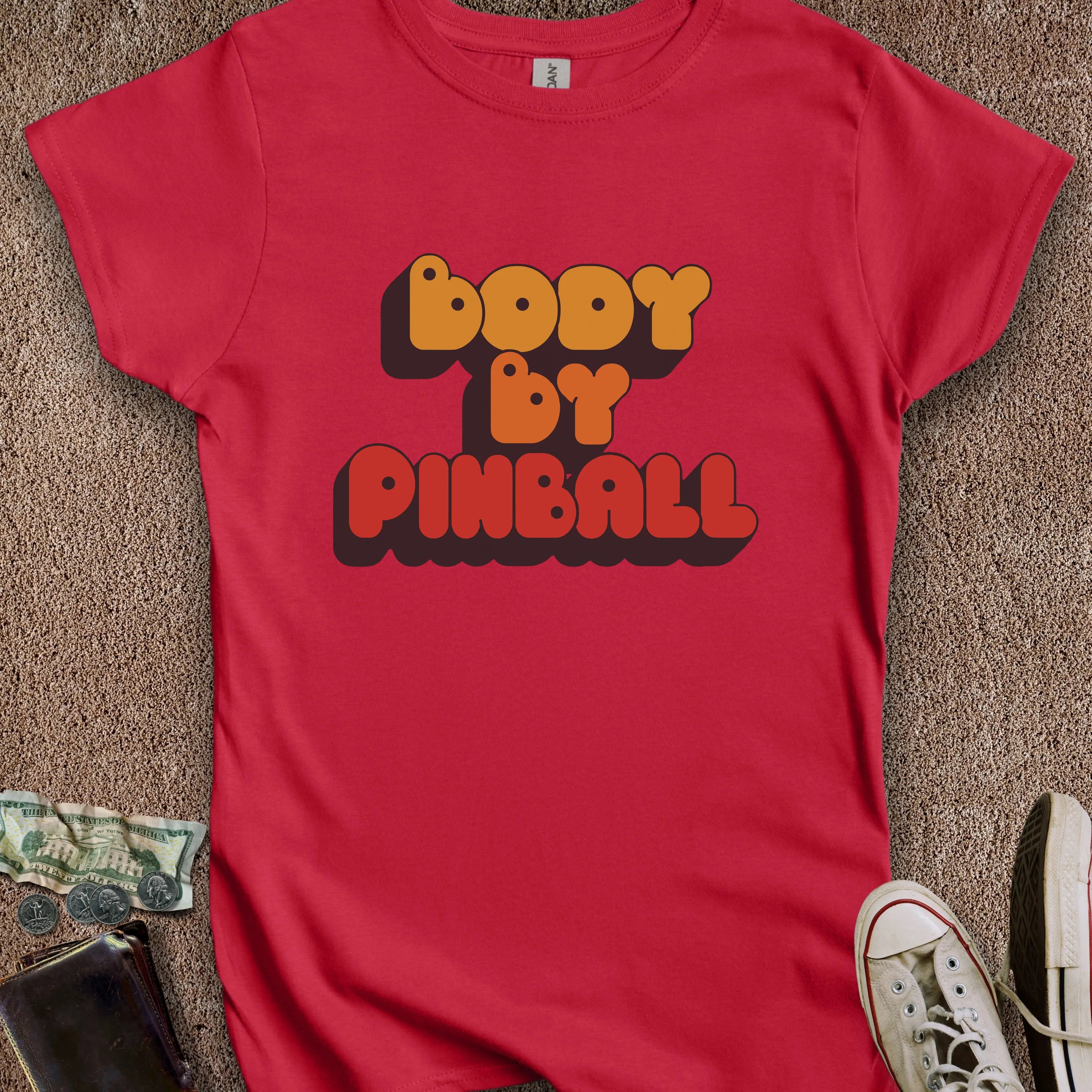 Printify T-Shirt S / Red Body by Pinball Women's T-Shirt