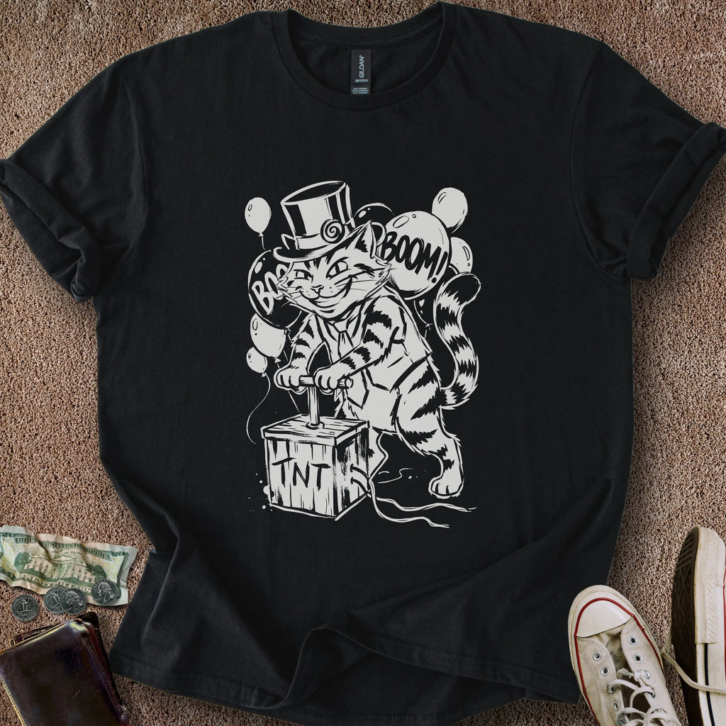 Printify T-Shirt Black / S Boom Balloon Cat T-Shirt
