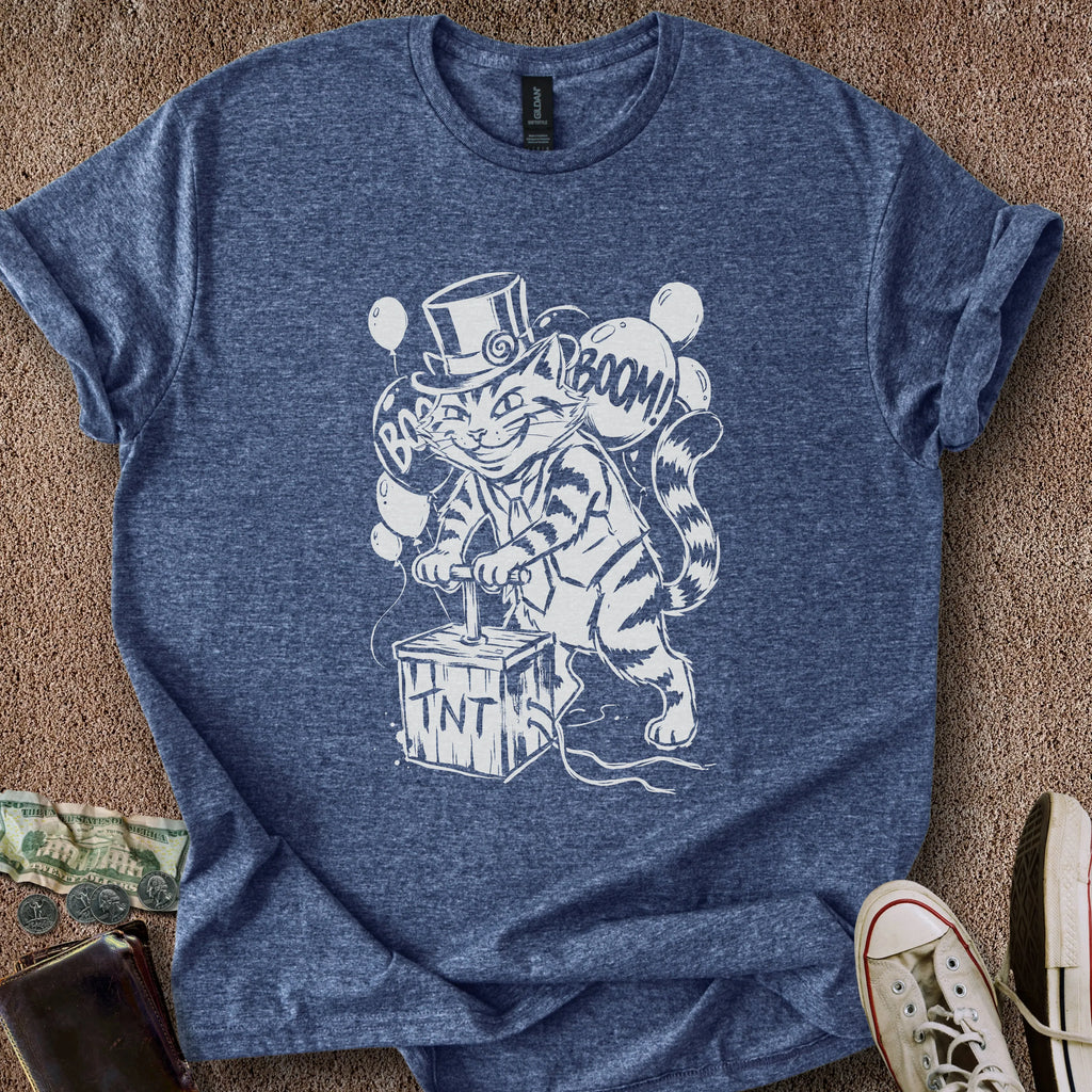 Printify T-Shirt Heather Navy / S Boom Balloon Cat T-Shirt