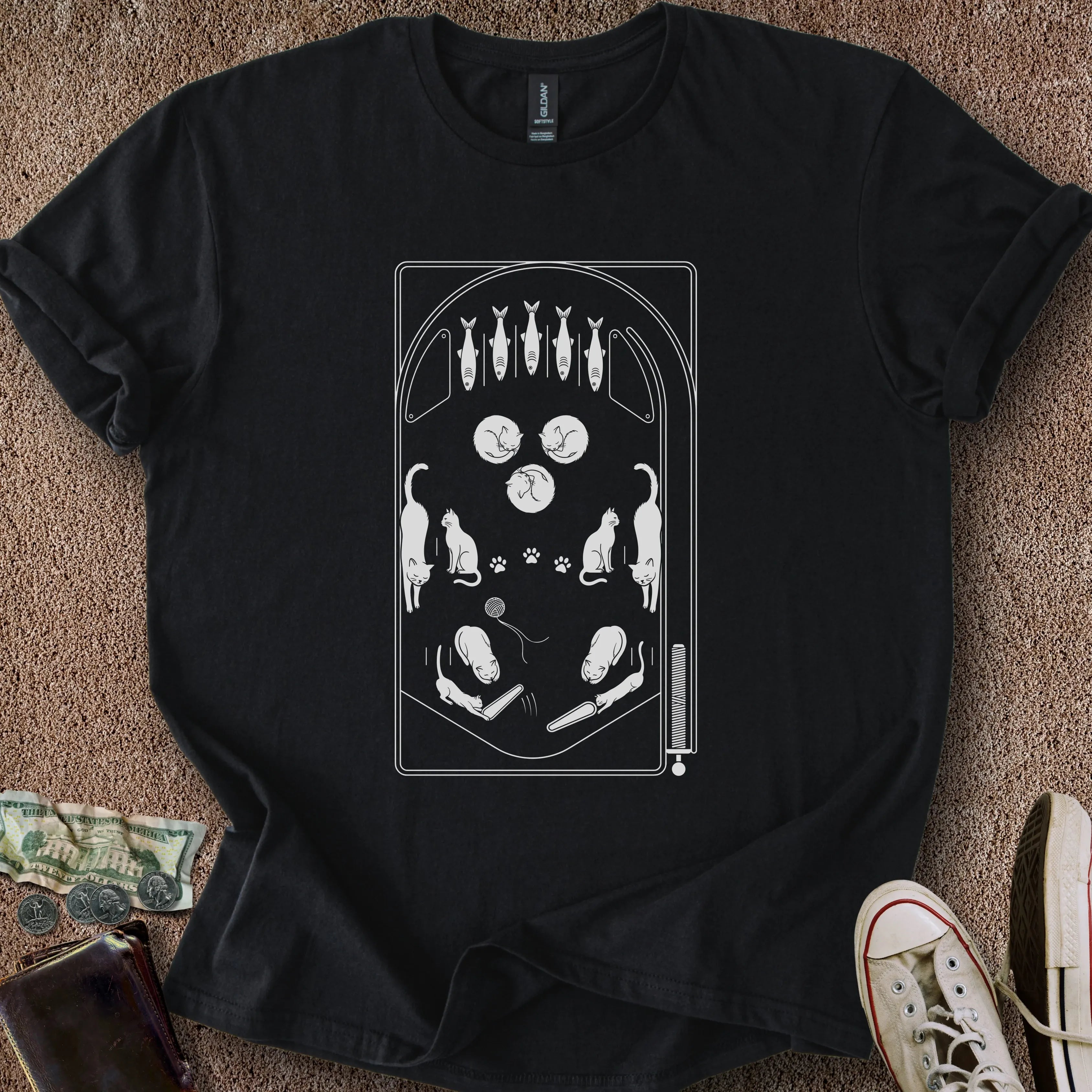 Printify T-Shirt Black / S Cat Playfield T-Shirt