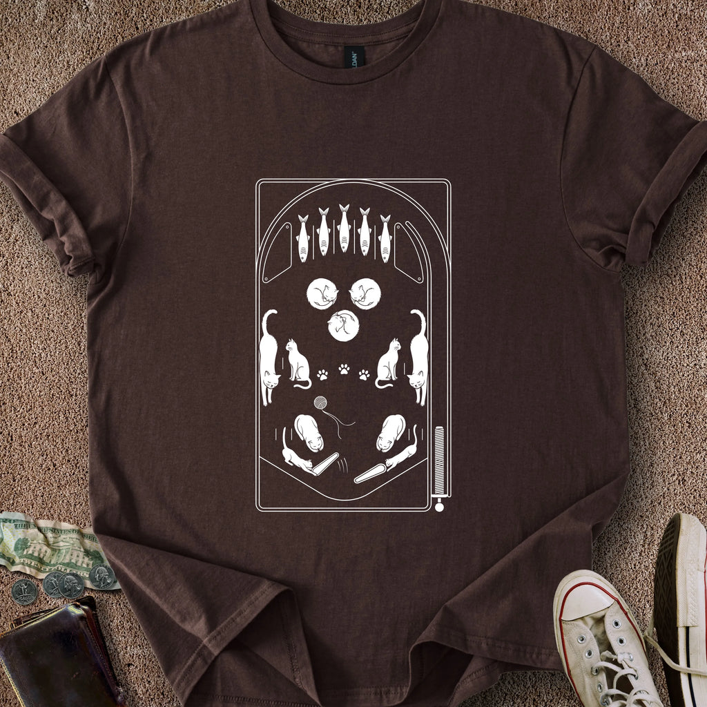Printify T-Shirt Dark Chocolate / S Cat Playfield T-Shirt