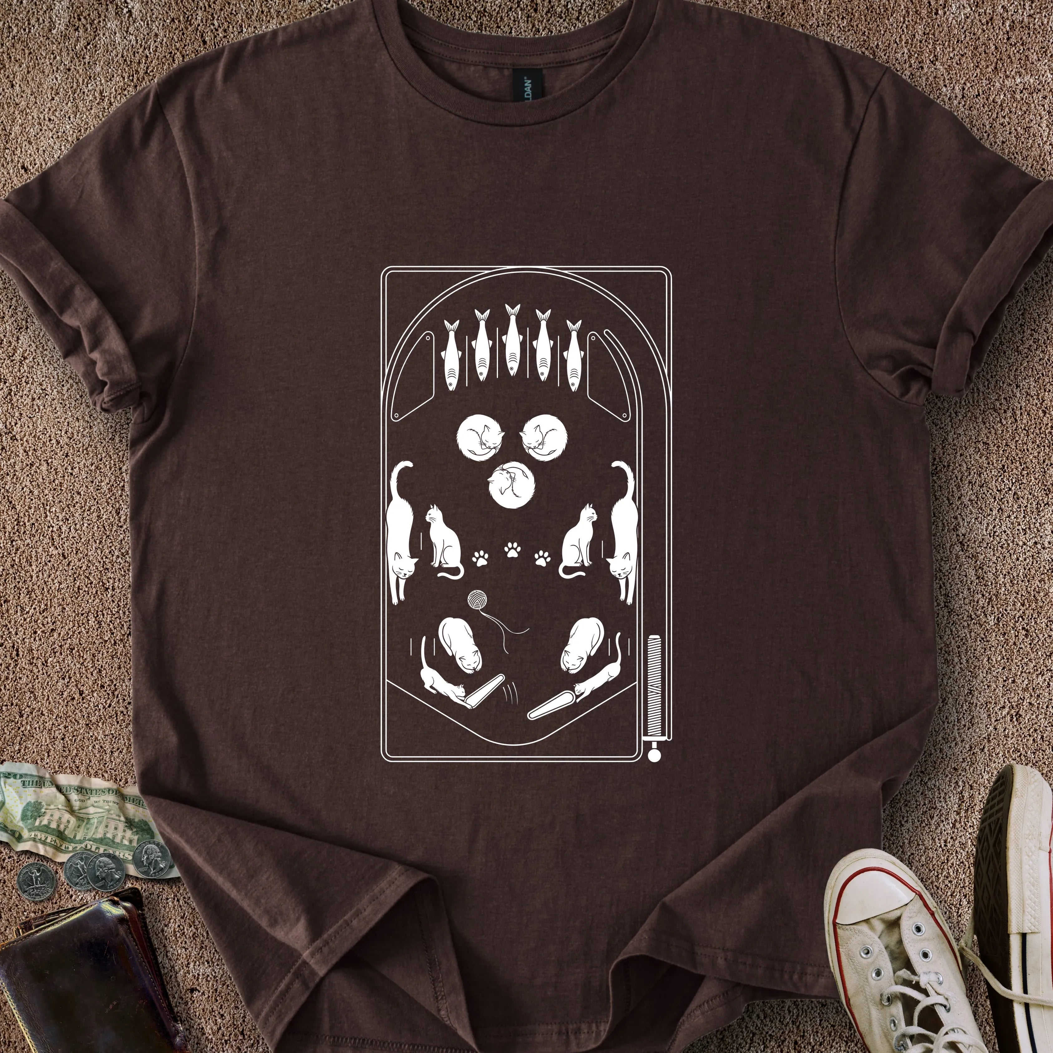 Printify T-Shirt Dark Chocolate / S Cat Playfield T-Shirt