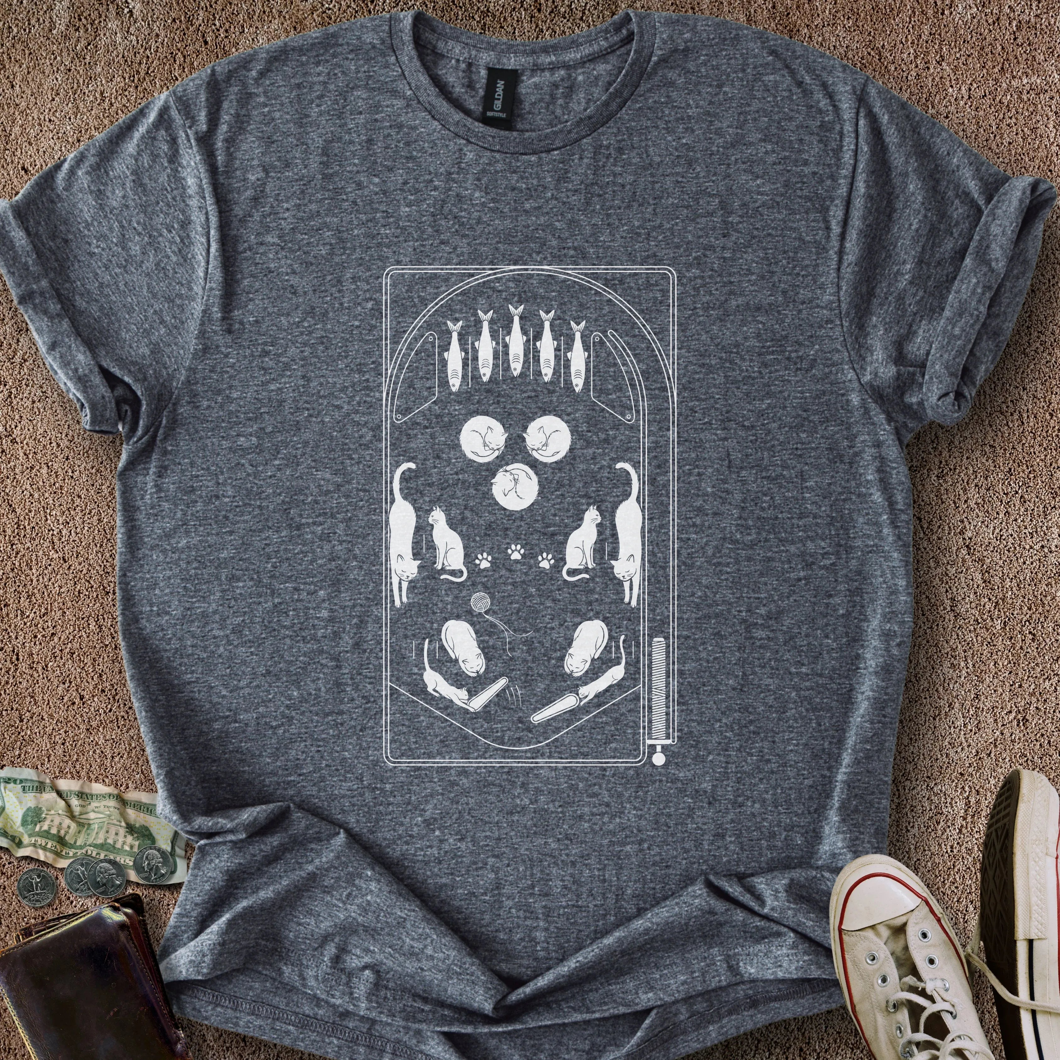 Printify T-Shirt Dark Heather / S Cat Playfield T-Shirt