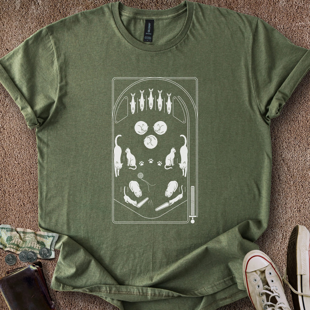 Printify T-Shirt Military Green / S Cat Playfield T-Shirt