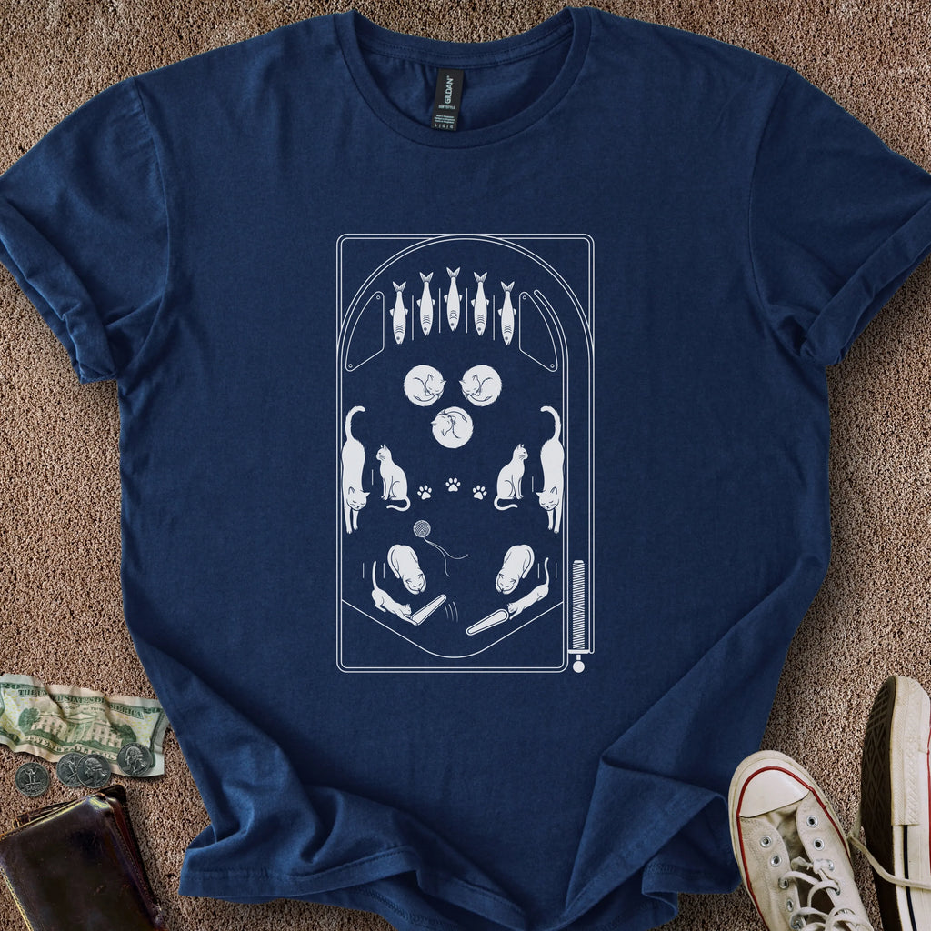Printify T-Shirt Navy / S Cat Playfield T-Shirt