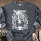 Printify Sweatshirt S / Dark Heather Cat Playing Pinball Sweatshirt