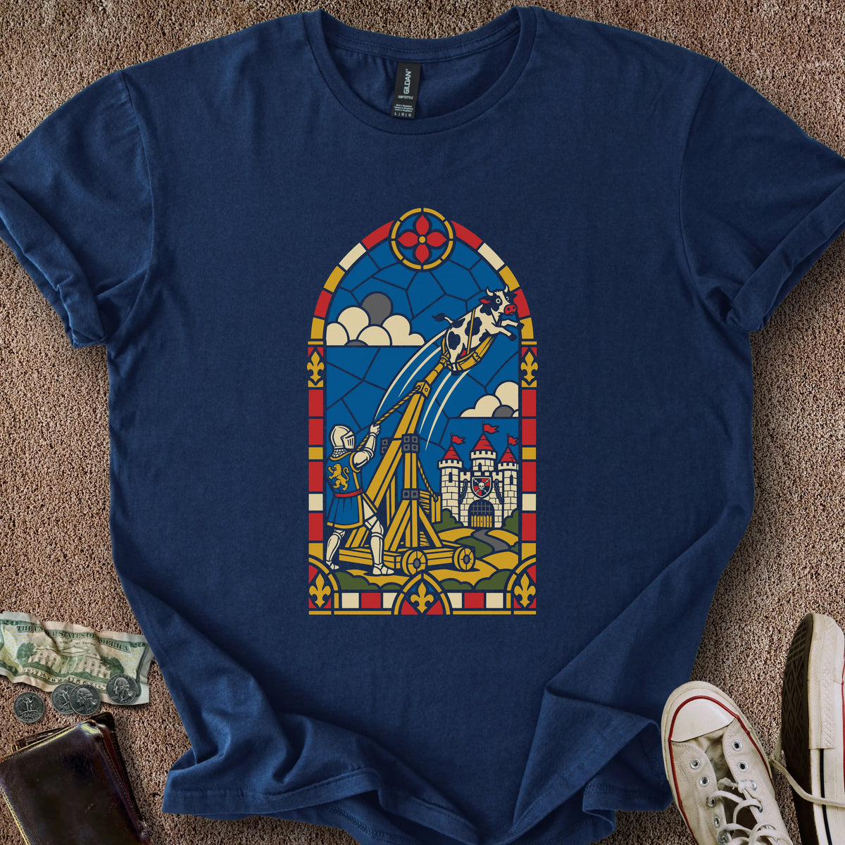 Printify T-Shirt Navy / S Cow Launcher T-Shirt