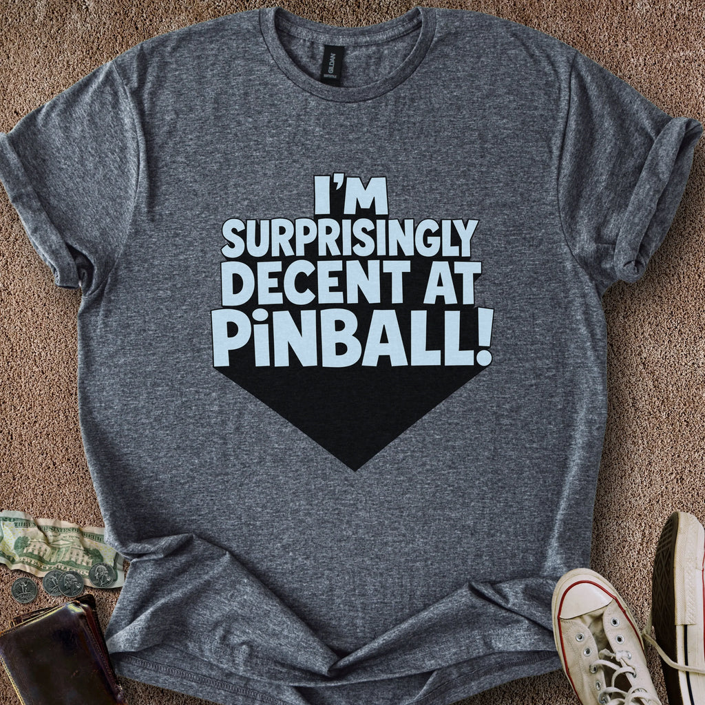 Printify T-Shirt Dark Heather / S Decent At Pinball T-Shirt