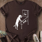 Printify T-Shirt Dark Chocolate / S Dog Playing Pinball T-Shirt