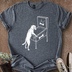 Printify T-Shirt Dark Heather / S Dog Playing Pinball T-Shirt