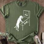Printify T-Shirt Military Green / S Dog Playing Pinball T-Shirt