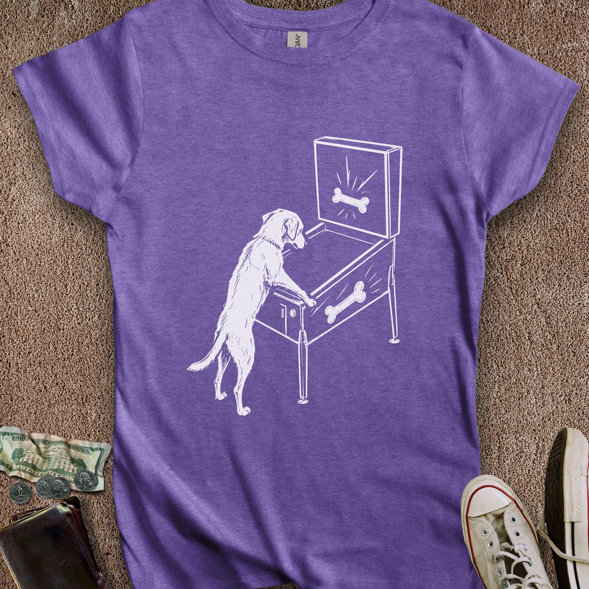Printify T-Shirt S / Heather Purple Dog Playing Pinball Women's T-Shirt