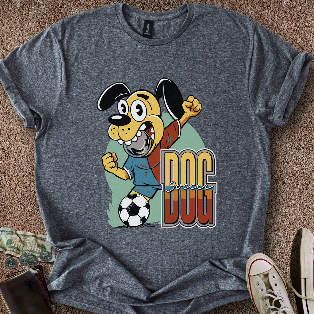 Printify T-Shirt Dark Heather / S Dog Soccer T-Shirt