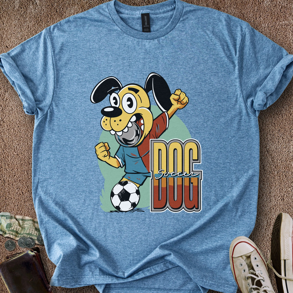 Printify T-Shirt Heather Indigo / S Dog Soccer T-Shirt