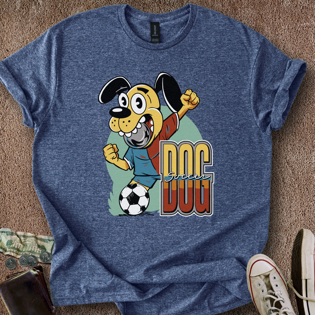 Printify T-Shirt Heather Navy / S Dog Soccer T-Shirt