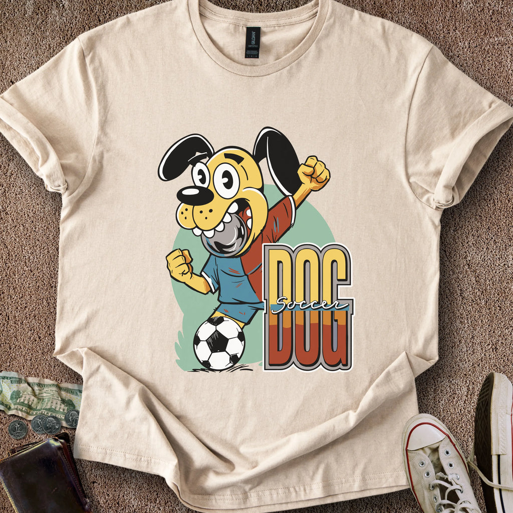 Printify T-Shirt Sand / S Dog Soccer T-Shirt
