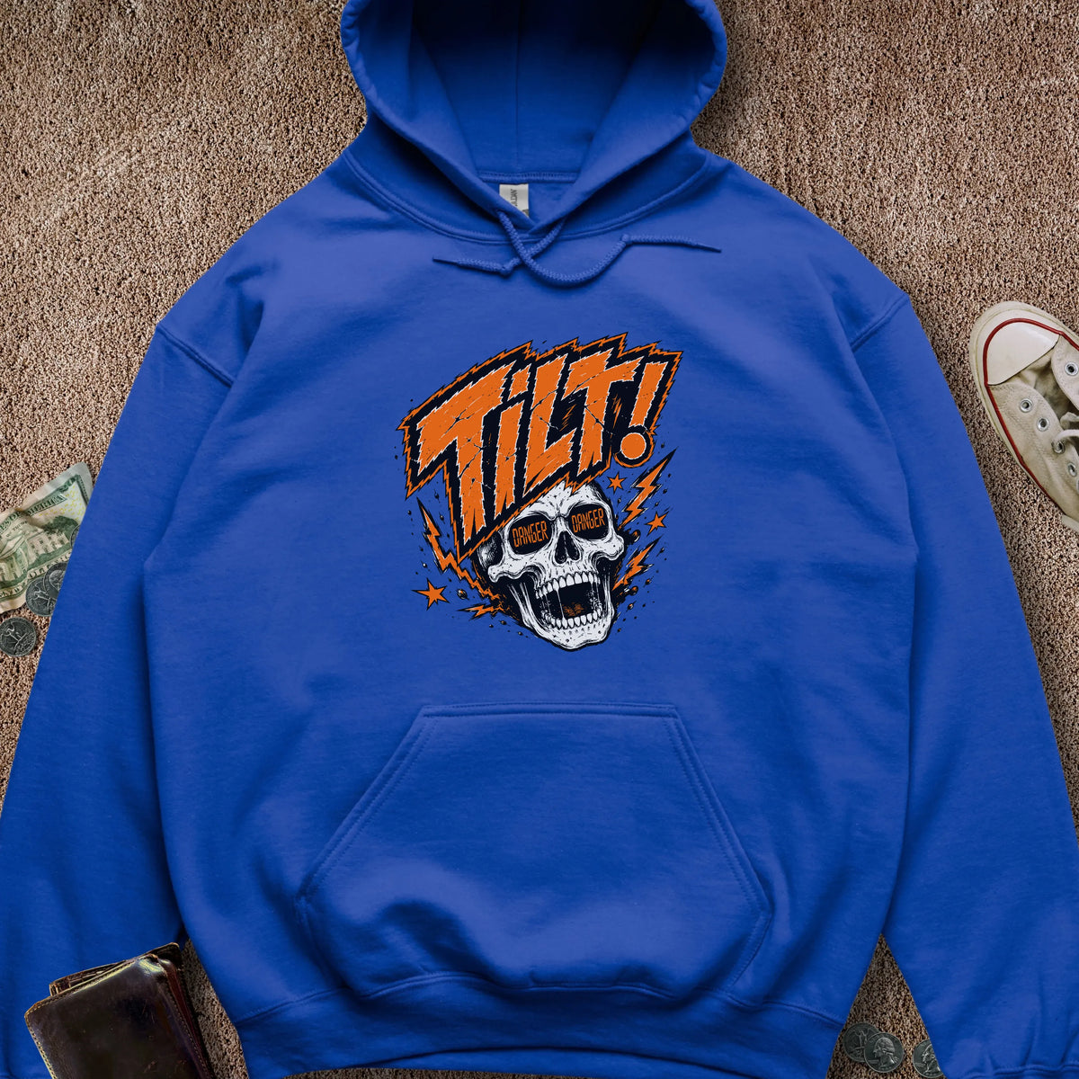 Printify Hoodie Royal / S Double Danger Tilt Hoodie