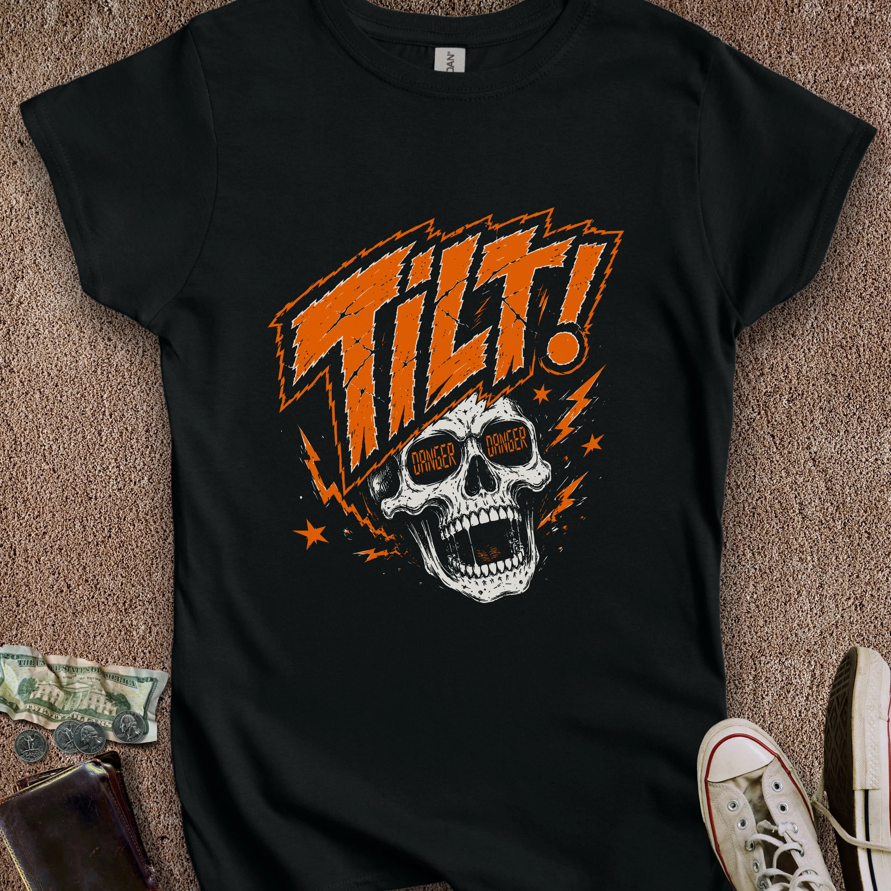 Printify T-Shirt S / Black Double Danger Tilt Skull Women's T-Shirt