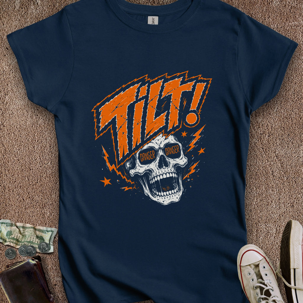 Printify T-Shirt S / Navy Double Danger Tilt Skull Women's T-Shirt