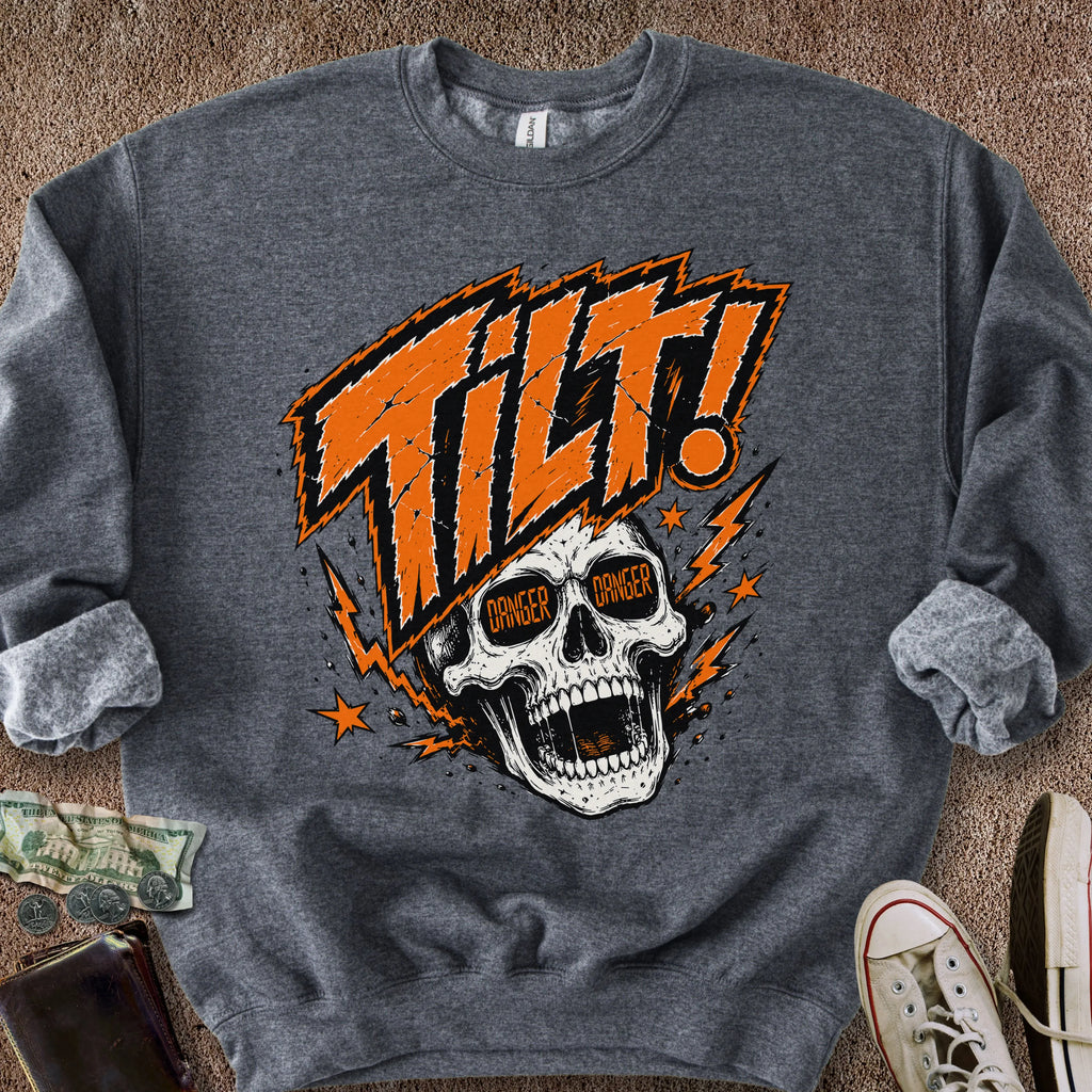 Printify Sweatshirt S / Dark Heather Double Danger Tilt Sweatshirt