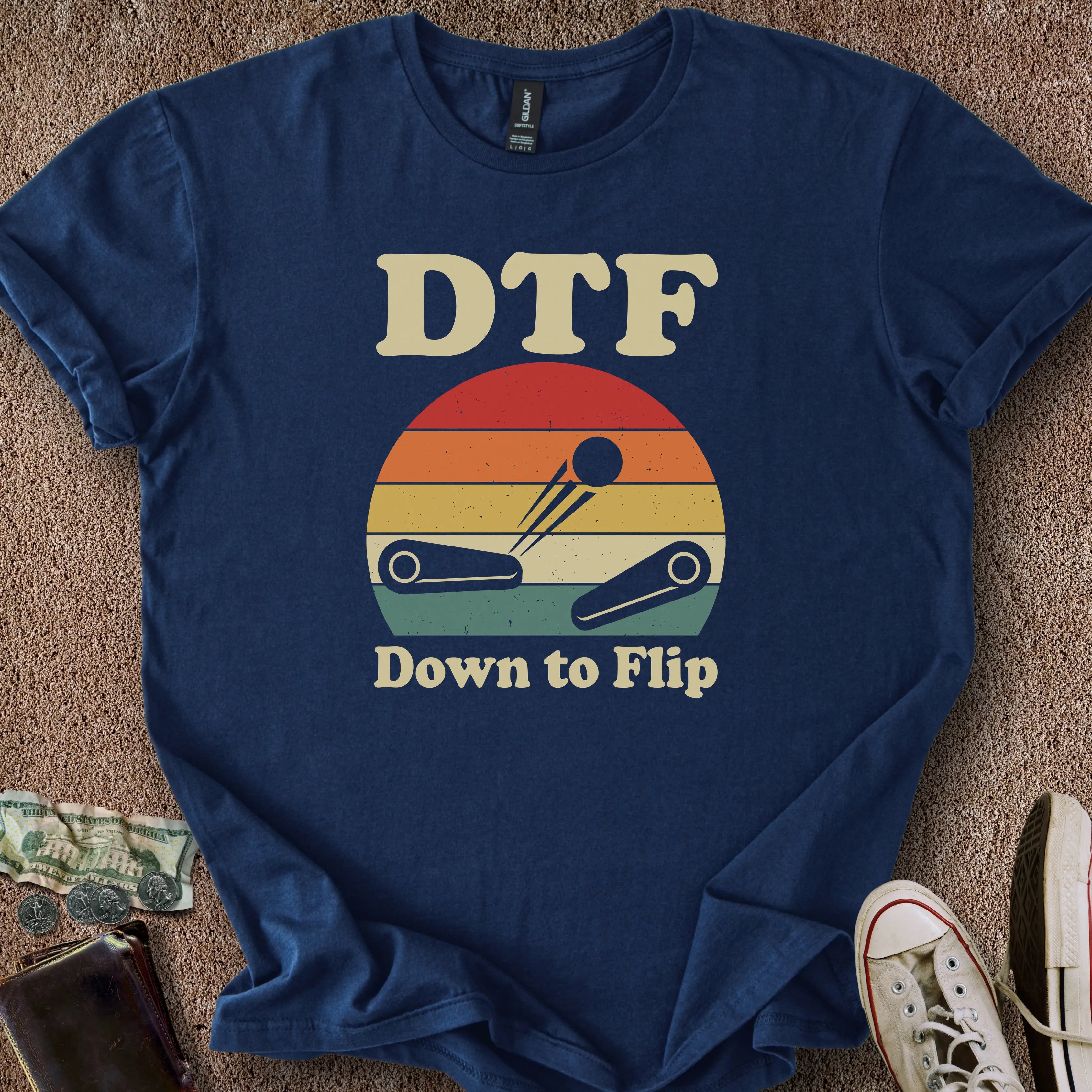 Printify T-Shirt Navy / S Down to Flip T-Shirt