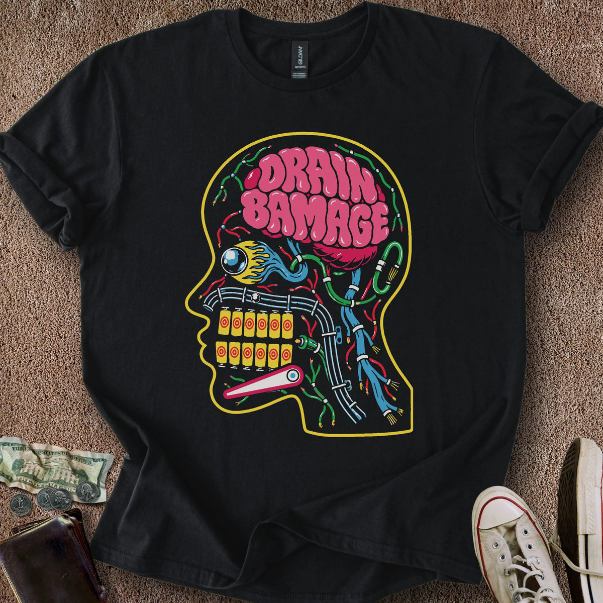 Printify T-Shirt Black / S Drain Bamage T-Shirt