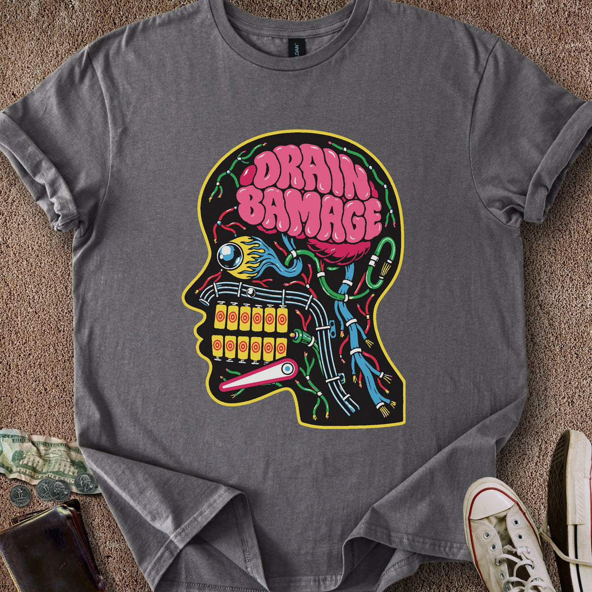 Printify T-Shirt Charcoal / S Drain Bamage T-Shirt