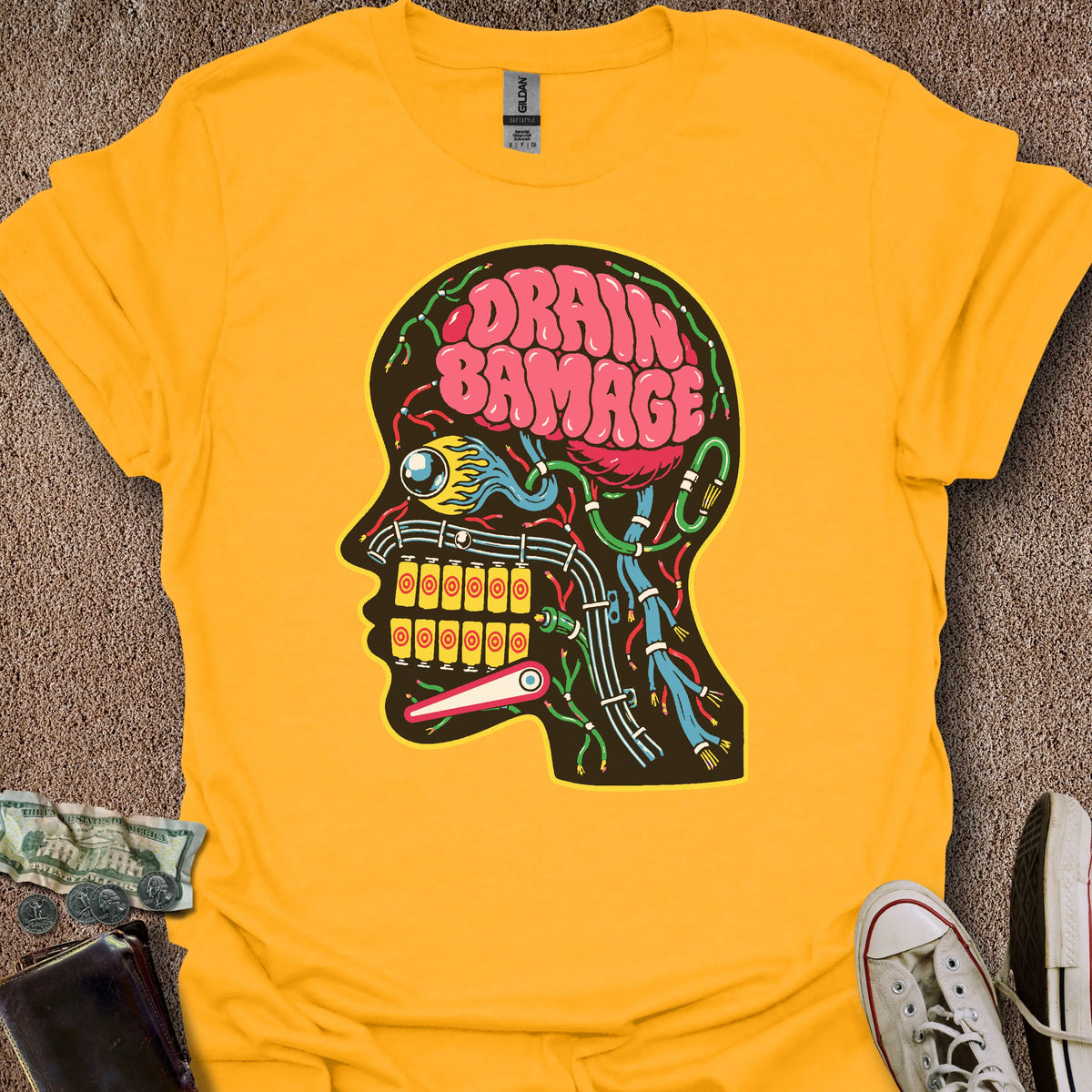 Printify T-Shirt Gold / S Drain Bamage T-Shirt