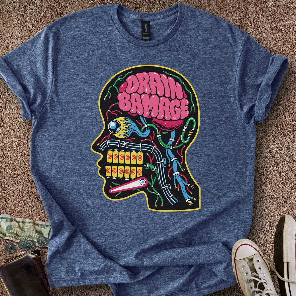 Printify T-Shirt Heather Navy / S Drain Bamage T-Shirt