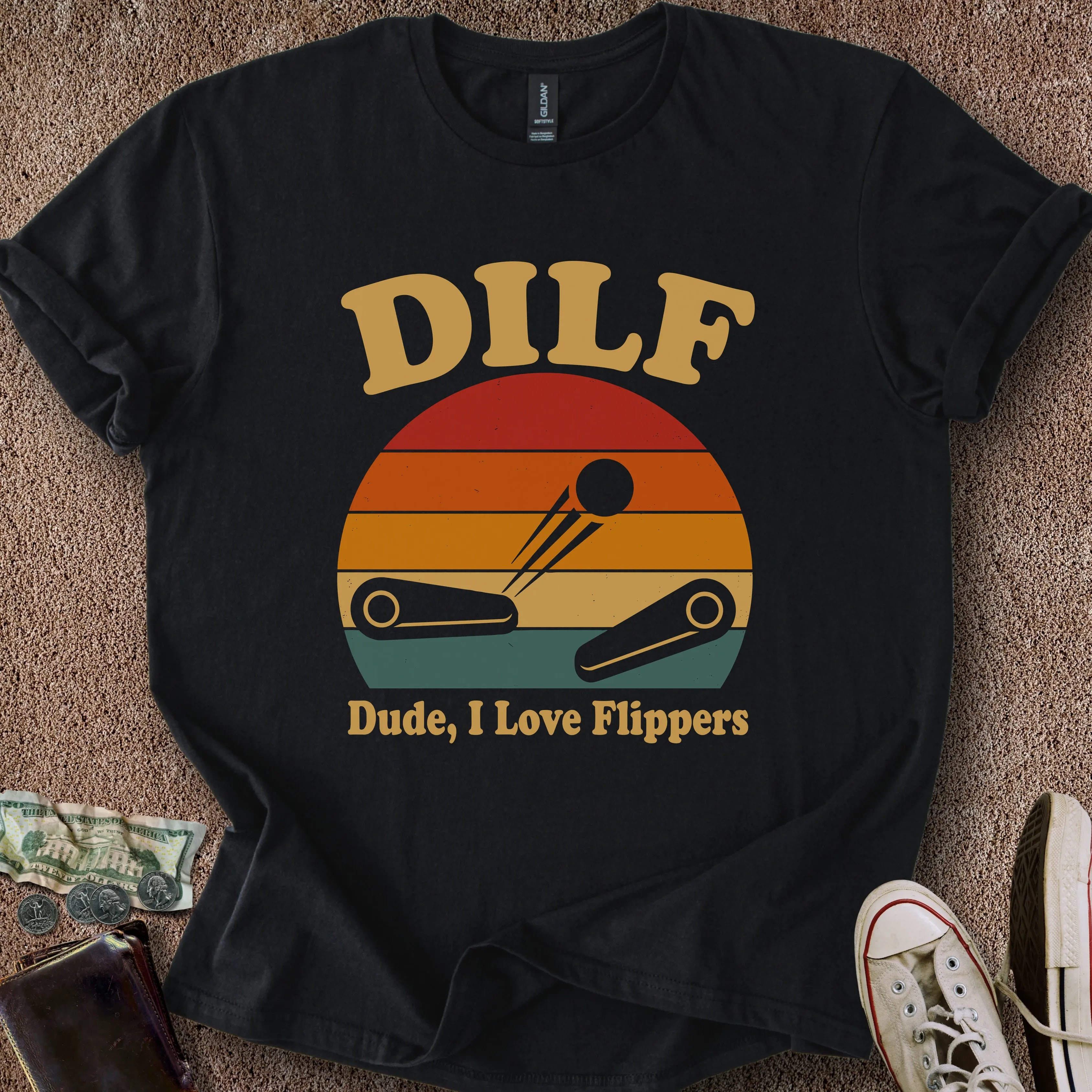 Printify T-Shirt Black / S Dude I Love Flippers T-Shirt