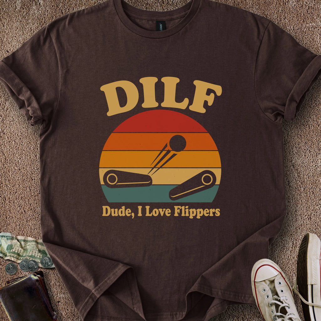 Printify T-Shirt Dark Chocolate / S Dude I Love Flippers T-Shirt
