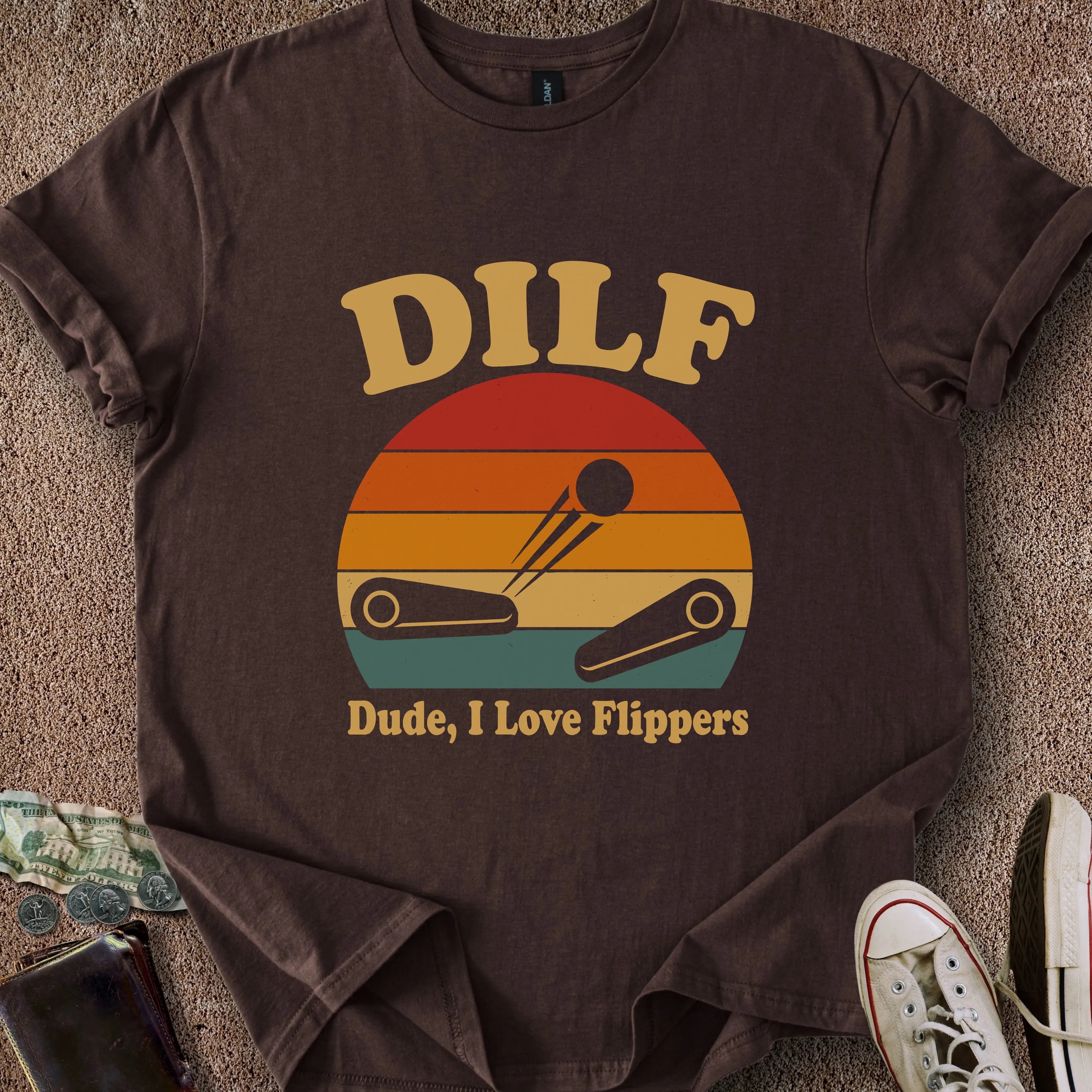 Printify T-Shirt Dark Chocolate / S Dude I Love Flippers T-Shirt