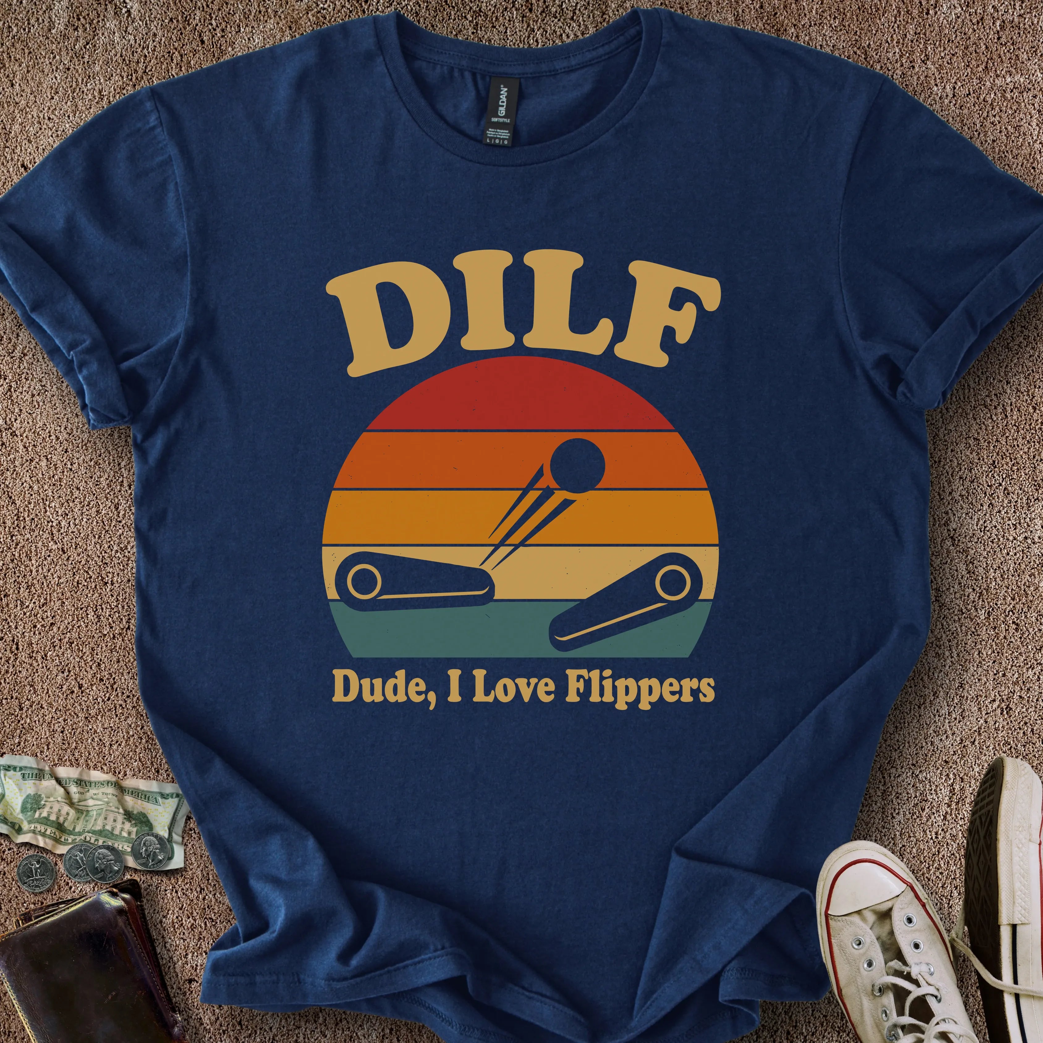 Printify T-Shirt Navy / S Dude I Love Flippers T-Shirt