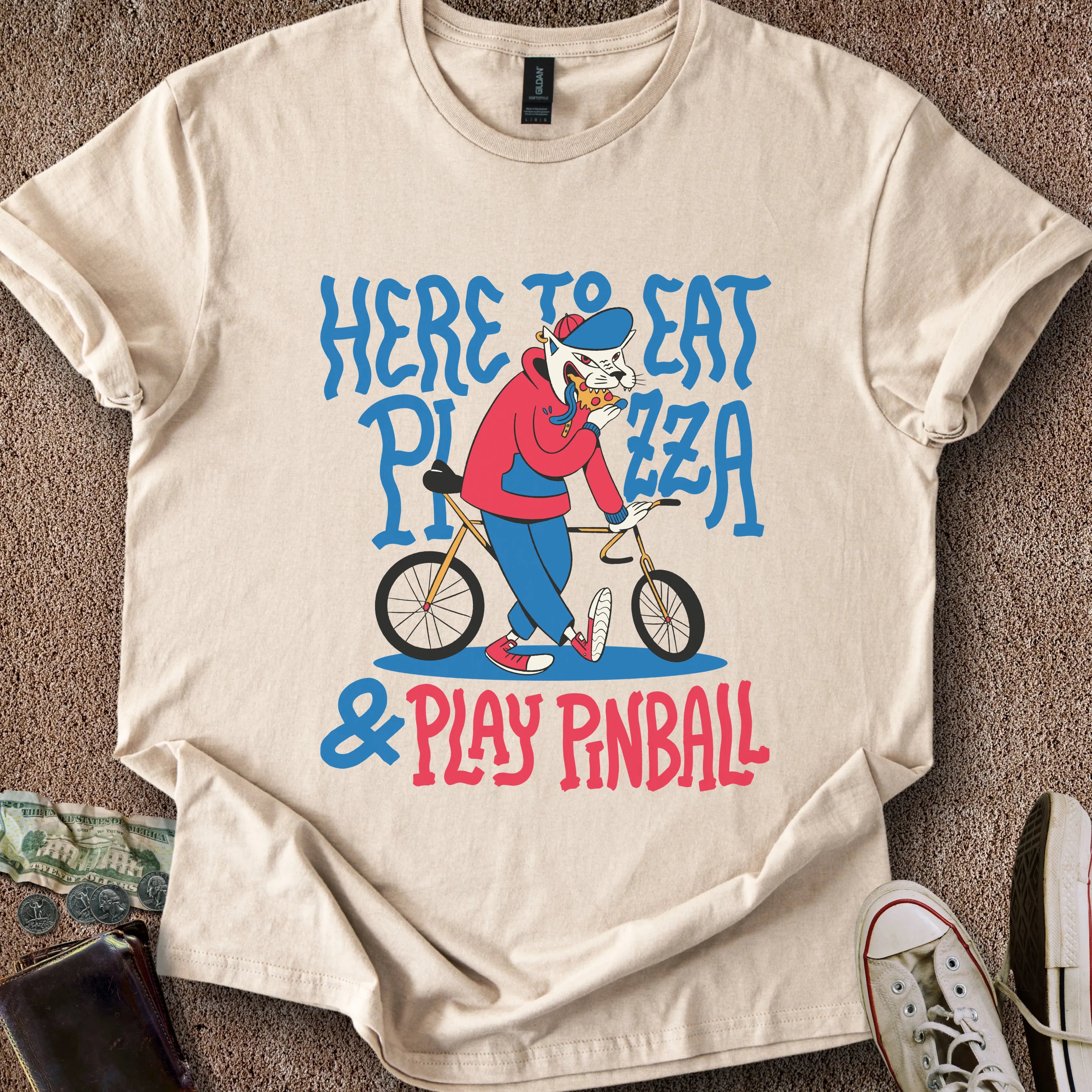 Printify T-Shirt Sand / S Eat Pizza Play Pinball T-Shirt