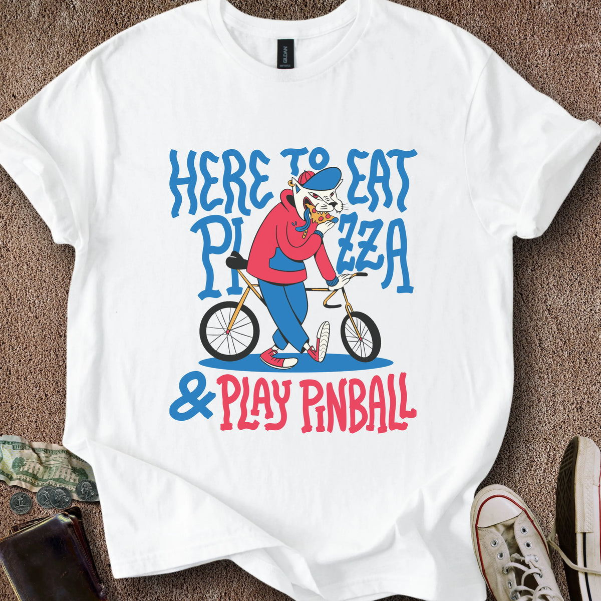Printify T-Shirt White / S Eat Pizza Play Pinball T-Shirt