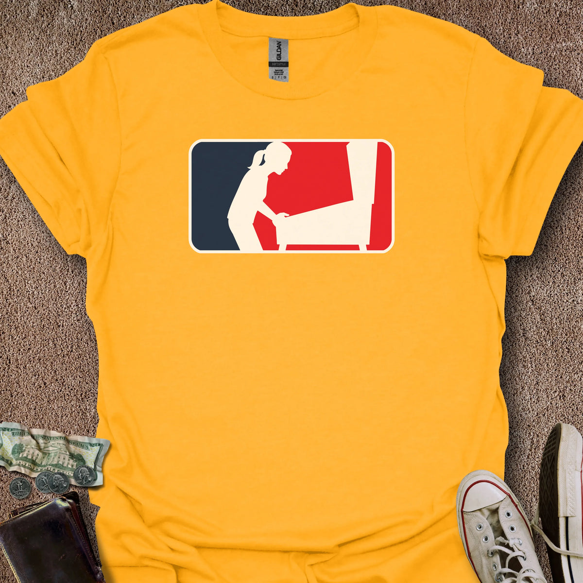 Printify T-Shirt Gold / S Female Pinball Sports Logo T-Shirt